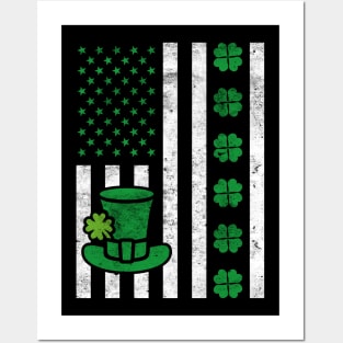 Irish American Flag Shamrock St Patricks Day Posters and Art